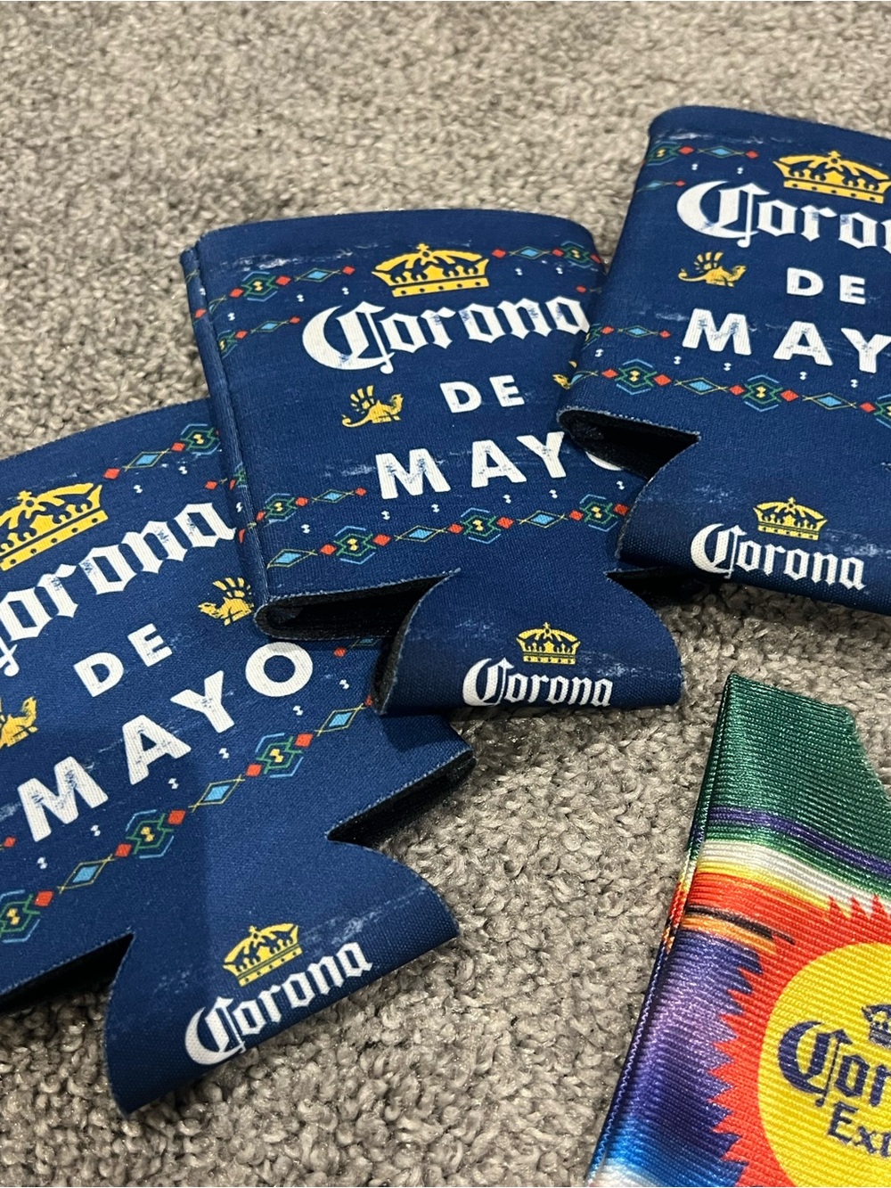 Corona Extra Multicolor Fiesta Can Coolers with Yellow Logo